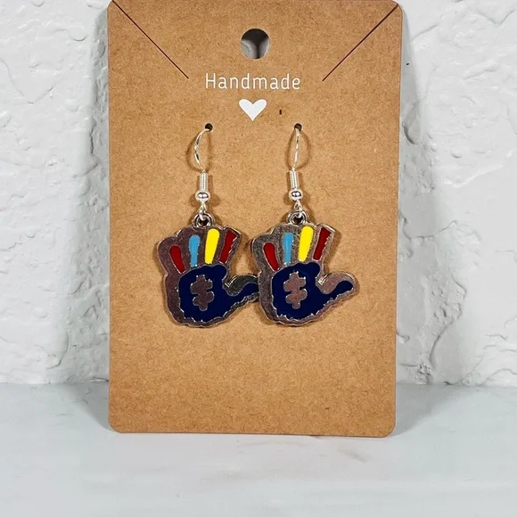 Autism Hand-Shaped Earrings - Picture 6 of 7